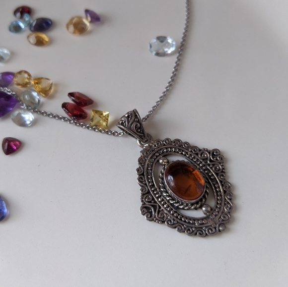 Baltic Amber Necklace in Sterling Silver - Picture 6 of 6